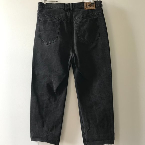 VTG LEE Faded Black Jeans Cropped Sz 36 - Picture 2 of 3